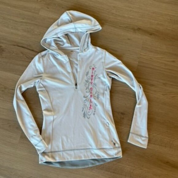 Alo Yoga Running Hoodie Women's Small Dirty Girl Logo Cool Fit - Picture 1 of 6